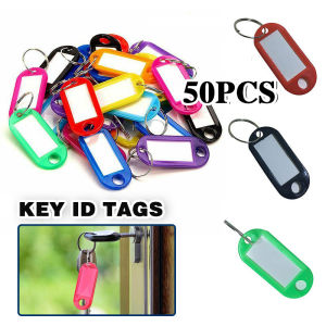 50pcs Plastic Keychain Key ID Label Key Name Cards Tags With Split Ring Key Chains Key Rings