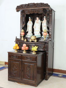 New Chinese Style Teakwood Solid Wood Buddhist Altar Home Use Buddha Cabinet Guanyin God Cabinet Table Altar Shelf Cabinet