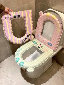 Waterproof Toilet Seat Cover EVA Washable All-Season Universal Toilet Seat Cushion Home Antibacterial Adhesive Thickened Ring