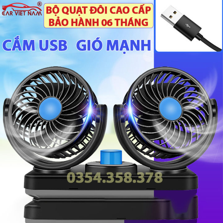 Quạt Đơn - Đôi mini cắm đầu USB 5V, 12v, 24v Cao Cấp xoay 360 tiện ích ...