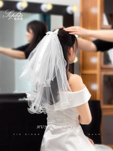 Wedding Dress Headpiece Lace Puffy White Photo Shoot French Style Small Headscarf Bridal Accessory Soft Tulle Material