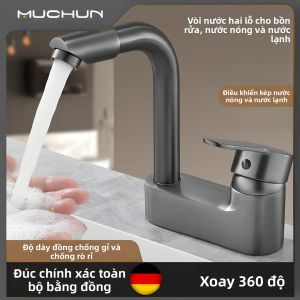 Vòi Chậu Bằng Đồng Có Lỗ Kép Cho Nước Nóng Và Lạnh Vòi Chậu Rửa Mặt Hiện Đại Có Tay Cầm Đơn