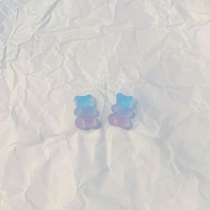 Rainbow Gradient Bear Candy Ear Studs S925 Silver Needle  Fruit Juice Candy Girl Cute Soft Candy Ear Clips Fashion Jewelry