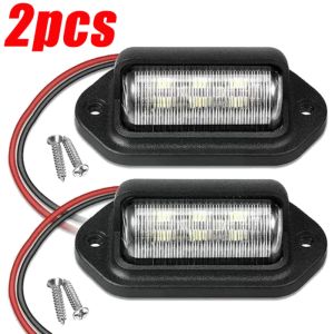 2PCS 6 LED Car License Number Plate Light for SUV Truck Trailer Van Tag Step Lamp White Bulbs Car Products License Plate Lights