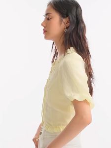 ONLY | Summer New Fashionable Commuting Girl Bodycon Puff Sleeve Short Blouse