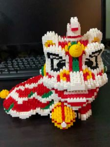 Lion Dance Building Blocks Model Cute Classic Table Decoration Equisite  Collection Brick Blocks Education Toys Blok Mainan Nanoblocks Boy Toys