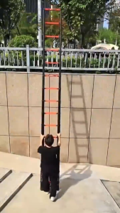 IRONWAY Telescopic Ladder Aluminum Heavy Duty Anti-slip Portable Thickened Multipurpose Adjustable MIX 7.4M Black Orange 5-Year Warranty 20CM Tube