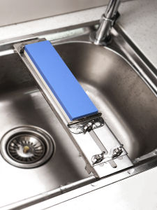 Stainless Steel Knife Sharpener Holder Adjustable Kitchen Sink Knife Grinding Stone Fixed Bracket Home Use Cooking Knife Sharpener