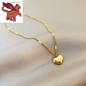 Original 24k Saudi Gold pawnable womens necklace Love heart titanium steel clavicle chain gift niche luxury fashion jewellery