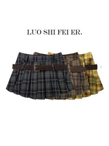 สีเหลือง ลายสก็อต พลีท Mini กระโปรง ต่ํา เอว ทรงเอ เซ็กซี่ เด็กผู้หญิง ฤดูร้อน สไตล์โรงเรียนวินเทจ JK กระโปรง ผู้หญิง แฟชั่น กระโปรงสั้น