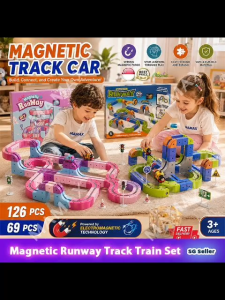MAMAX【SG Ready Stock】Magnetic Runway Track Rechargeable RailCar Toy Set★Electric Mini Train Building Track Set✅69/126PCS✅DIY Creative STEM Educational Toy for Kids 3+✅Gift for Boys/Girls✅