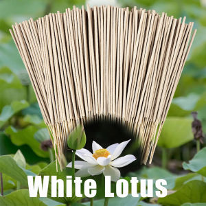 ธูปหอมดอกบัวสีขาวคุณภาพสูง ขนาด 8.7 นิ้ว ผลิตจากวัสดุธรรมชาติ มีกลิ่นหอมของดอกบัว ดอกบัวขาวเป็นสัญลักษณ์แห่งความศักดิ์สิทธิ์ ความเป็นศักดิ์สิทธิ์ และความสะอาด ธูปไม้ไผ่คุณภาพดีสำหรับบ้าน