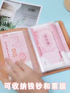 A6 100 Days Money Challenge PU Reusable Cash Envelope Organizer Large Capacity Savings Notebook