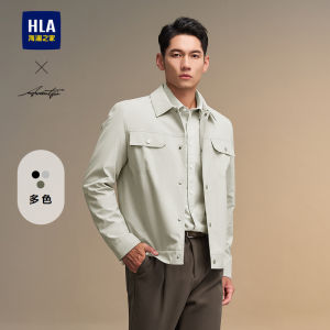 Black Casual Fashion Windproof Collar Jacket HLA Sea-Land Home Light Business Style Autumn Winter New Workwear Mens Outerwear