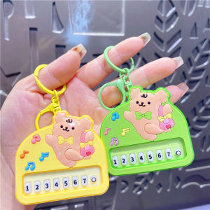 Creative Cartoon Doggy Music Piano Keychain Pendant Student Bookbag Decor Press Play Cute Little Gift Festive Mobile Chain