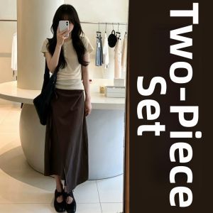 Homecore | Korean Style Elegant Summer New Knitted T-Shirt and Skirt Set