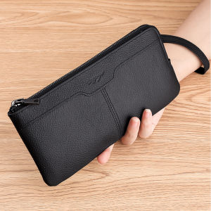 NEW Mens Wallets Long Clutches Cell Phone Credit Card Holder Male Purse Soft Real Leather Zipper Large Capacity Wallet for Men and Women