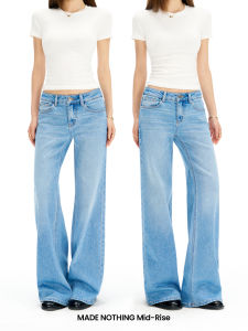 MADE NOTHING | Classical Washed Mid-rise Straight Leg Full-length Jeans