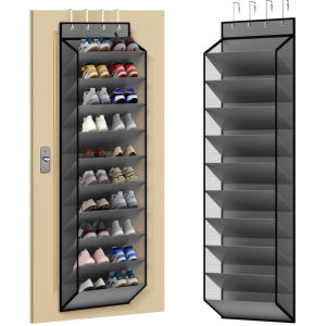 Over The Door Shoe Organizer 10 Tier Hanging Shoe Rack Holds 20-30 Pairs Space Saving Storage for Closet Bedroom Dorm