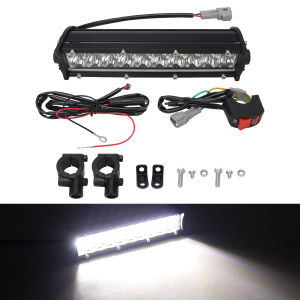 Motorcycle Headlight Light Handlebar LED Light Bar Set 60W LED With switch Kit Fits Most 7/8” Handlebars White Yellow Flicker
