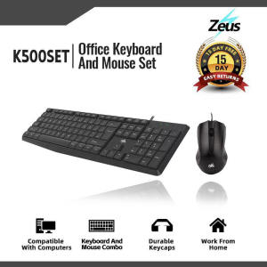 Zeus K-500Set Usb Keyboard And Mouse Bundle For Home / Office ( M001 + K500 )