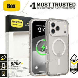 Shockproof Hard Clear Magnetic Case for IPhone 18Pro Max 17 16 15 14 Ott-box Heavy Duty Silicone Anti Drop Hard Protection Cover
