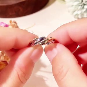 Huitan Trendy Two Tone Twist Finger Ring for Women Modern Fashion Female Metal Rings Daily Wear Versatile Accessories Jewelry