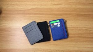 TC BW-053 Fabric Cotton Vertical Card Holder With Zipper For Men Women Dompet Lelaki Perempuan