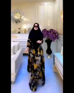 GAMIS SET HIJAB MOTIF ABSTRAK / AYUMI GAMIS SYAR’I HOMEY ABSTRAK | GAMIS HIJAB 2 LAYAR FULL CERUTY