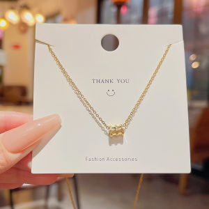 สร้อยคอไททาเนียม 18K ทองแดง จี้รูปดอกกุหลาบ ดีไซน์หรูหรา สไตล์เกาหลี โซ่กระดูกไหปลาร้า เครื่องประดับแฟชั่นสำหรับผู้หญิง