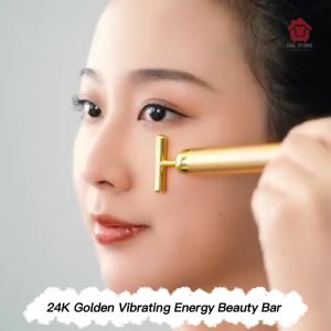 24K Energy Beauty Bar Golden Vibrating Facial Roller Massage
