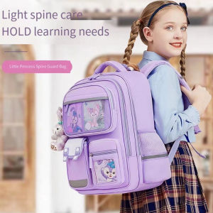 The new reduced load spine protection schoolbag elementary school students schoolbag childrens schoolbag boys and girls 1-3-6 grades ultra-lightweig