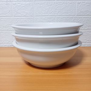 SET OF 3 PIECES CERAMIC SERVING SOUP BOWL /  5-8 SERVING / SIZE 10 INCHES / PLAIN WHITE / SERVING SALAD BOWL / microwaveable
