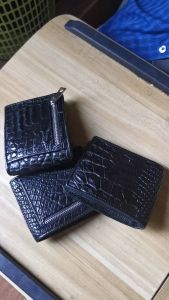 Very Pretty Cool Black Crocodile Leather Bifold Wallet  Color Super Black