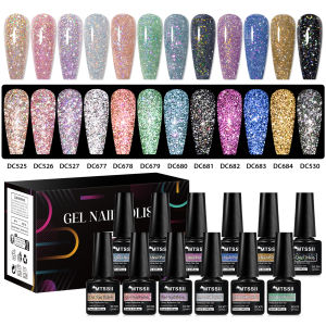 8/12pcs Glitter Gel Nail Polish Set Sparkling Glitter Semi Permanent Soak Off UV Gel Varnish Manicure With Box DIY Nail Supplies