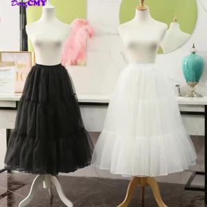 Vintage Dài Voan Cô Dâu Petticoat Lông Tơ Phồng Tutu Crinoline Dưới Váy Cho Váy Cưới Buổi Tối Cosplay Polyester