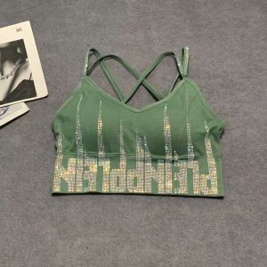 Rhinestone Latex Cup Cover Cross Shoulder Strap Beauty Hollow Frame Red Womens Spring and Summer Multi-Color Sling Bottoming Small Vest Tube Top