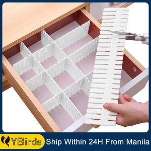 4Pcs Adjustable Drawer Divider Organizer Plastic Storage Shelves Household Combination Partition Board DIY Storage Separator for Tidying Clutter Cutlery Makeup Clothes of Dresses Desk and Box in Kitchen Bathroom Bedroom Office (Cut at Will)
