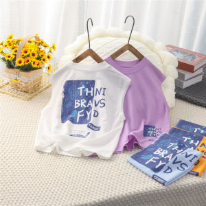 Áo Thun Nam Trẻ Em Thoáng Khí Mỏng Vai Mùa Hè Mới Rộng Rãi Thoải Mái Cotton Pha Trộn in Họa Tiết Hoạt Hình