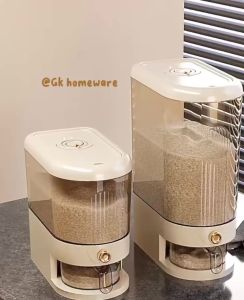 Alby Home Dispenser Beras Plastik Estetik: Tempat Beras Aestetic Slim Rice Dispenser Bening