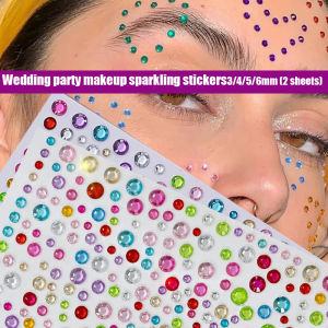 2 pieces of 325/colorful sparkling stickers applied to facial tattoos eye rhinestones 3/4/5/6mm mixed wedding party makeup pr