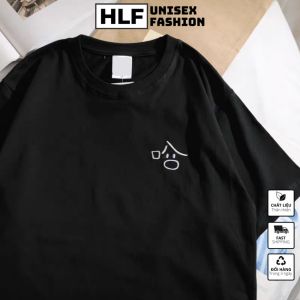 Áo thun thêu hình 1 mặt cute form rộng áo thun tay lỡ HLFashion