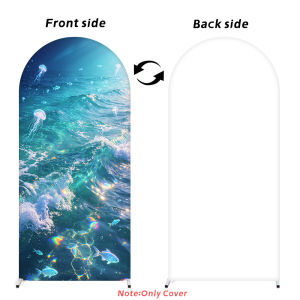Summer Ocean Theme Arch Backdrop Cover Reusable Spandex Arch Panel for Outdoor Beach Party Luau Birthday Wedding Party Supplies