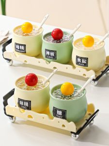 Bộ 2 Chai Đựng Gia Vị Trang Trí Nhà Bếp Dung Tích Lớn Bằng Gốm Chịu Nhiệt Độ Cao Hộp Đựng Gia Vị Hộp Đựng Muối Đồ Dùng Nhà Bếp