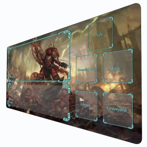 Magic Card Gaming Mat with zone Red War Armor Legion mtg playmat desk mat Commander Playmat suitable for game gathering
