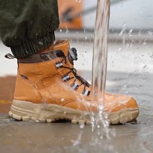 Mens boots High top rotary button non-slip anti-puncture wear resistant piercing work safety shoes