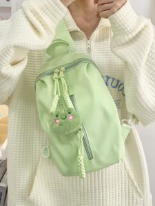 กระเป๋าคาดหน้าอกผ้าไนลอนลายการ์ตูนสไตล์ญี่ปุ่นสำหรับผู้หญิง กระเป๋าสะพายข้างผ้าใบสไตล์ญี่ปุ่นฤดูร้อน กระเป๋าสะพายข้างลายดอกไม้สีสดใส