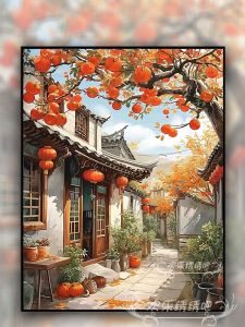 Country Courtyard Cross Stitch Thread Embroidery Simple Handmade Living Room Chinese Landscape Figure Embroidery Cross Stitch Kit