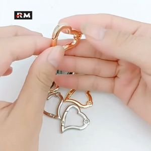 2 Pcs | Zinc Alloy Heart-Shaped Spring Buckle Ring Portable Bag Jewelry Buckle Luggage Hardware Accessories Pendant Opening Ring Toy Doll Mobile Phone Lanyard Buckle Car Key Chain