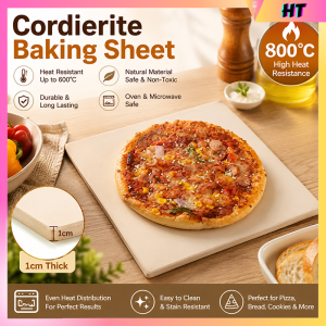 High-Quality Cordierite Rectangle Pizza Stone 12x12 inch Heat-Resistant for Ovens and Grills Easy-Clean Kitchenware